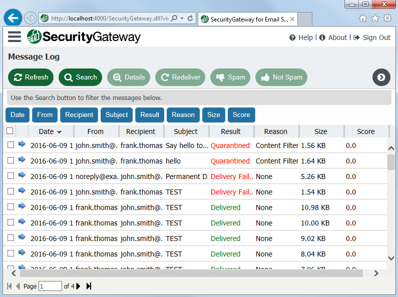 screenshot of Security Gateway by MDaemon